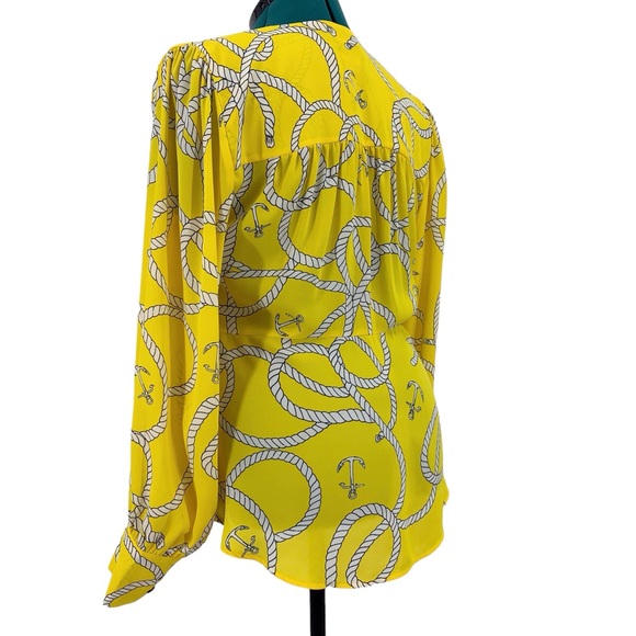 Cabi Reef Knot Blouse #5707 Plunging V-Neck Fitted Waist Bell Sleeve Top, Medium - Picture 8 of 17